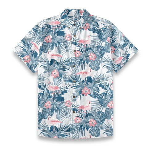 Hawaiian style watercolor flamingo hand-painted printed shirt