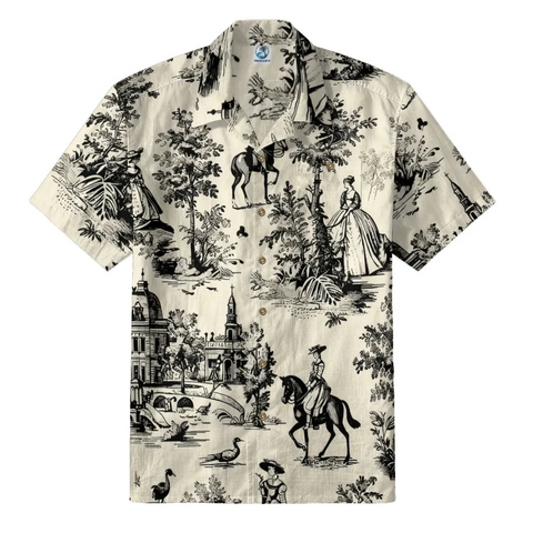 Vintage Toile de Jouy Hawaiian Shirt