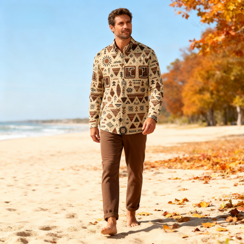 Retro Tiki Pictorial long-sleeve shirt