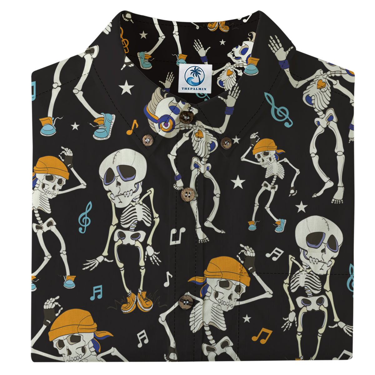 Halloween Story Music Skeleton Party Print Shirt