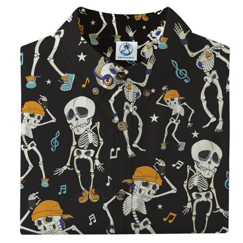 Halloween Story Music Skeleton Party Print Shirt