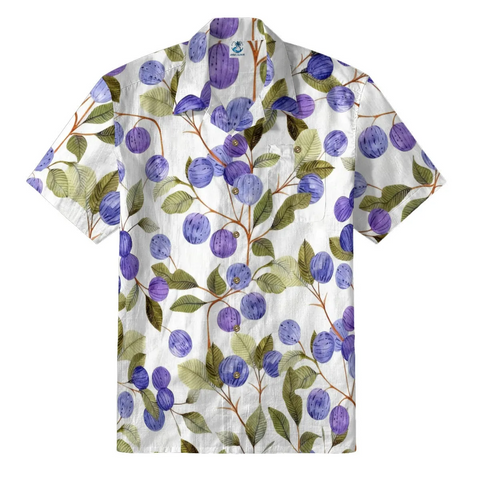 Purple Berry & Leaf Hawaiian Shirt