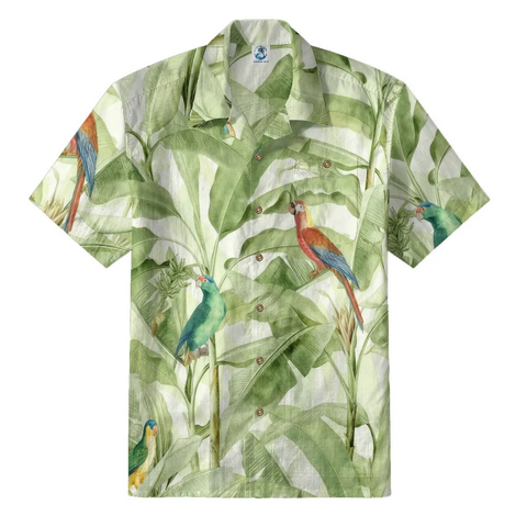 Tropical Parrot & Banana Leaf Hawaiian Shirt