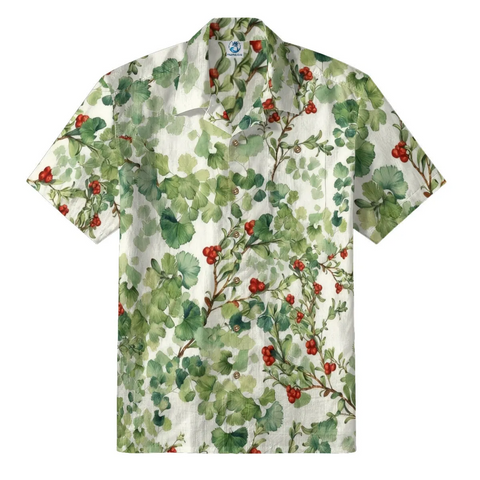 Ginkgo Leaf & Red Berry Hawaiian Shirt