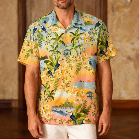 sunset paradise jungle bird