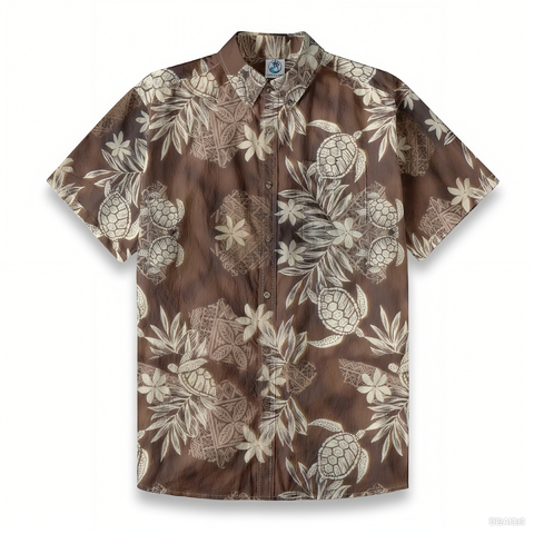 Island Guardian – Tribal Turtle & Floral Hawaiian Shirt