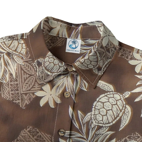 Island Guardian – Tribal Turtle & Floral Hawaiian Shirt