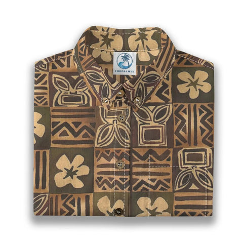 Hawaiian Vintage Pictorial Tiki Floral Totem Retro Printed Shirt