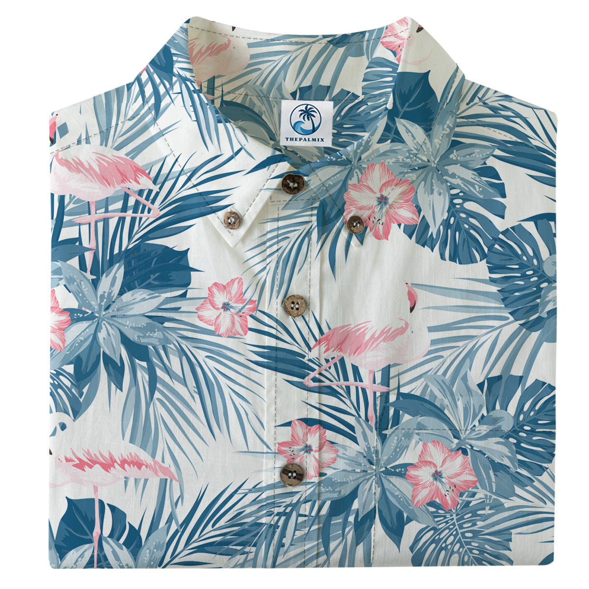 Hawaiian style watercolor flamingo hand-painted printed shirt