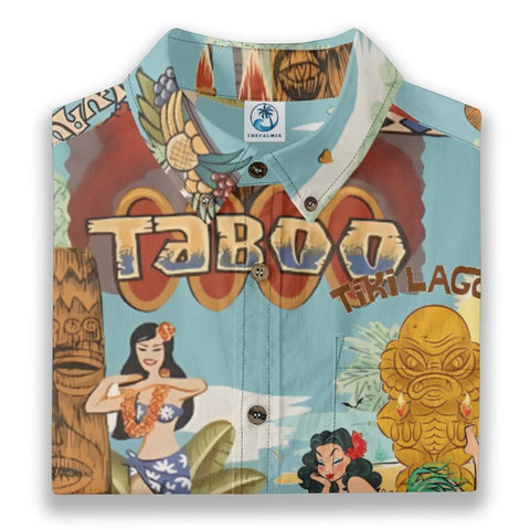 Hawaiian Vintage Pictorial TIKI Island Print Shirt