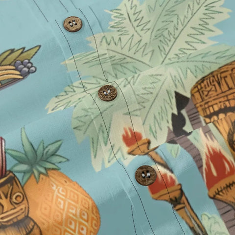 Hawaiian Vintage Pictorial TIKI Island Print Shirt