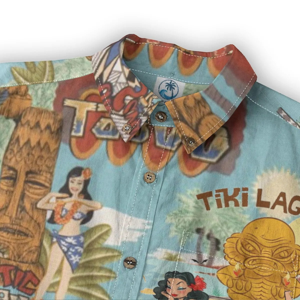 Hawaiian Vintage Pictorial TIKI Island Print Shirt