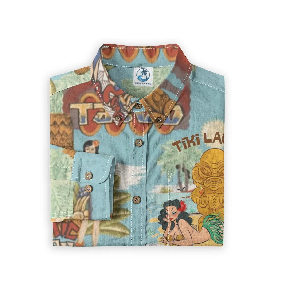 Hawaiian Vintage Pictorial TIKI Island Print Shirt