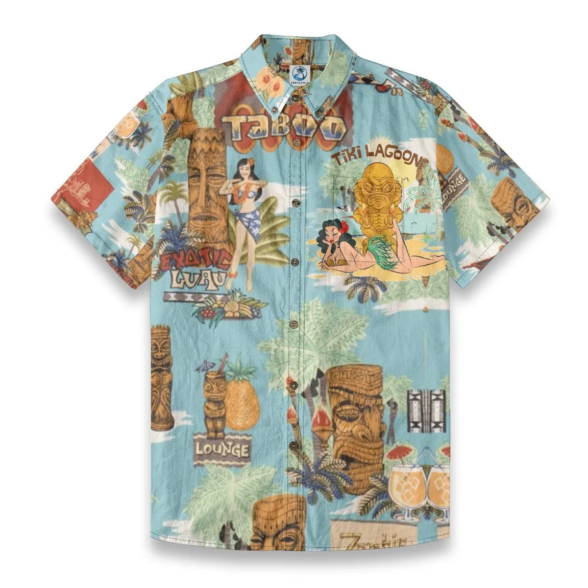 Hawaiian Vintage Pictorial TIKI Island Print Shirt