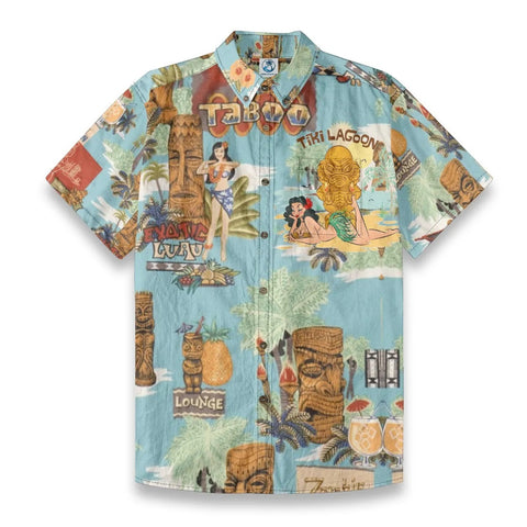 Hawaiian Vintage Pictorial TIKI Island Print Shirt