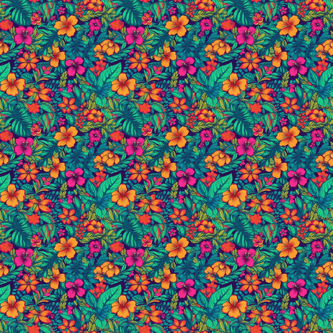 Electric Vibrant Tropical Beach Pattern Hawaiin Button Down Shirt - The Palmix