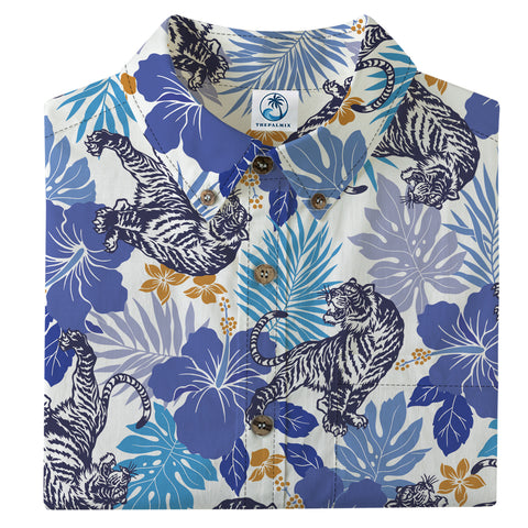 Poetic Oriental Tiger & Hibiscus Floral Shirt