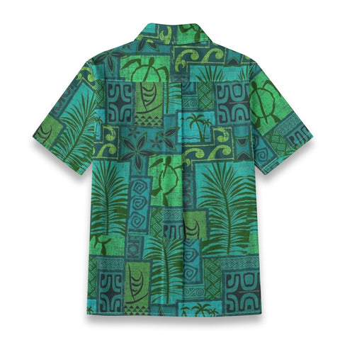 Hawaiian Tribal Volume Tiki Aloha Vintage Line Turtle Print Shirt