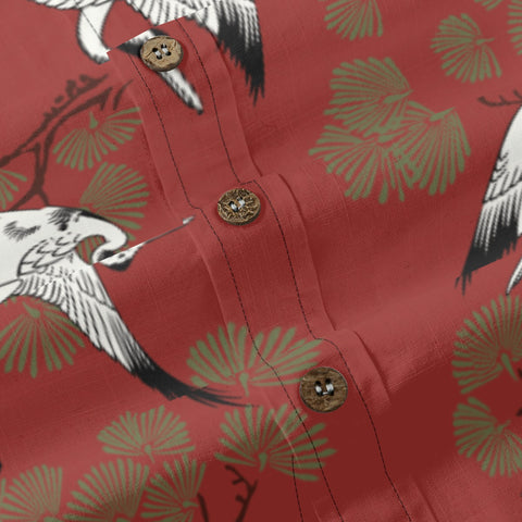 It is a poetic county crane Japanese-style printed shirt