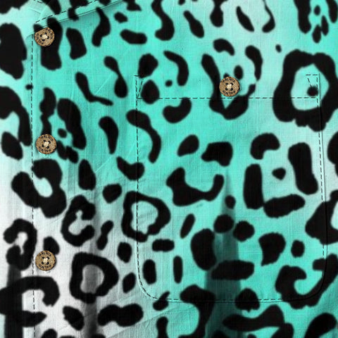 Teal Leopard Hawaiian Shirt