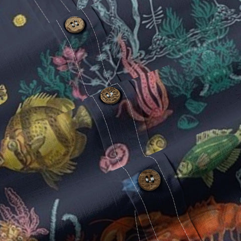 Ocean Explorer Hawaiian Hand-painted Art Print Shirt