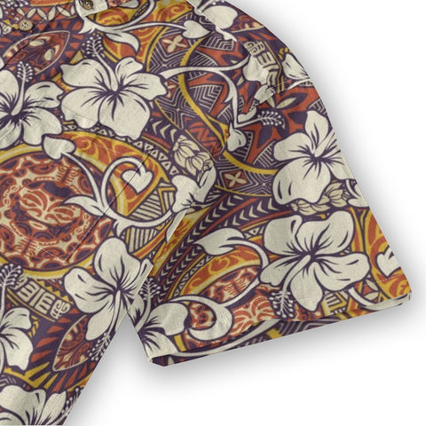 Flame Weaving – Retro Hibiscus with Tribal Totem Shirt