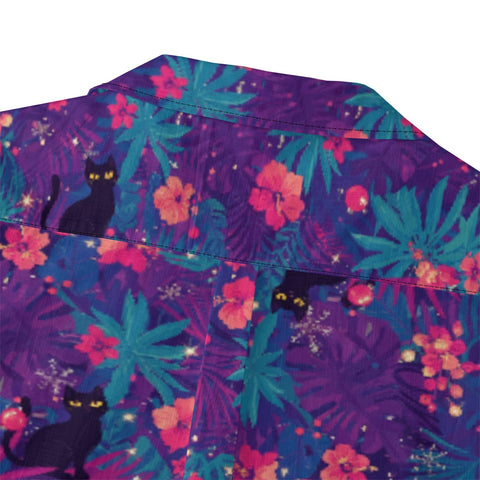 Black Cat Tropical Hawaiian Shirt