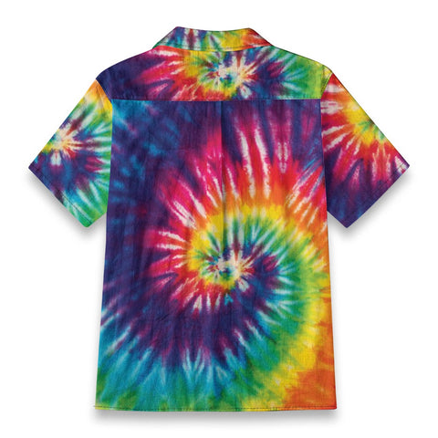 Rainbow Tie-Dye Hawaiian Shirt