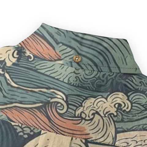 Ocean Surge – Vintage Wave Print  long-sleeve shirt