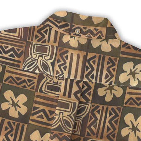 Hawaiian Vintage Pictorial Tiki Floral Totem Retro Printed Shirt
