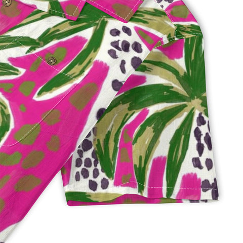 Pink Leopard Palm Hawaiian Shirt