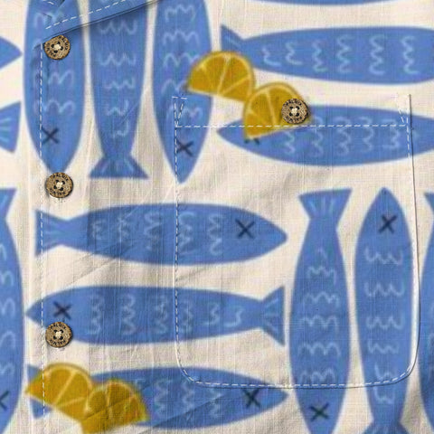 Blue Fish & Lemon Hawaiian Shirt