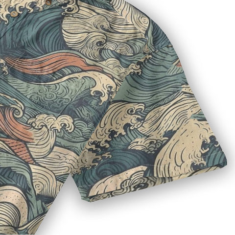 Ocean Surge – Vintage Wave Print Hawaiian Shirt