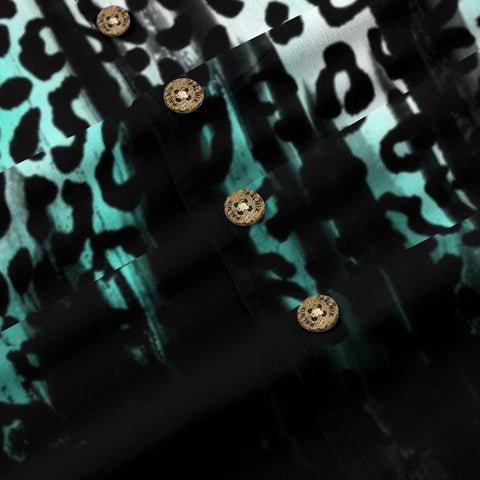 Teal Leopard Hawaiian Shirt