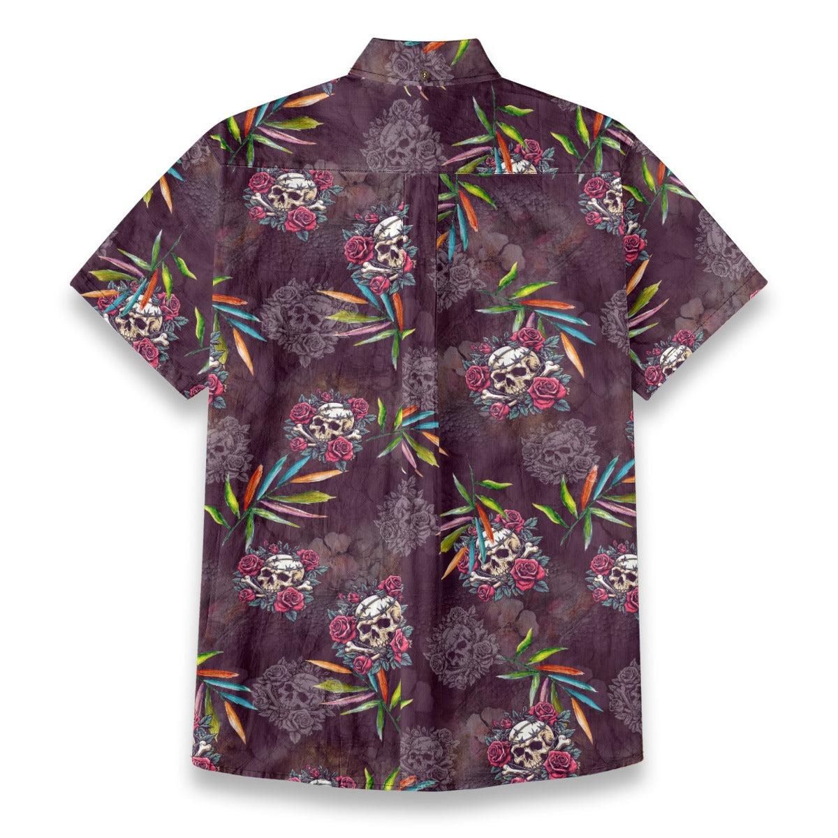 Allover Skull Hawaiian Shirt Floral Skull Rose Pinapple Hawaiian