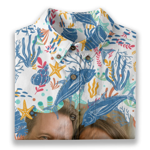 Custom Photo Hawaiian Shirt Ocean Fish Vacation Trip Shirt With Photo Custom, Personalized Shirt Personalized - The Palmix
