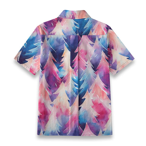 Women's Watercolor Christmas Trees Hawaiian Shirt