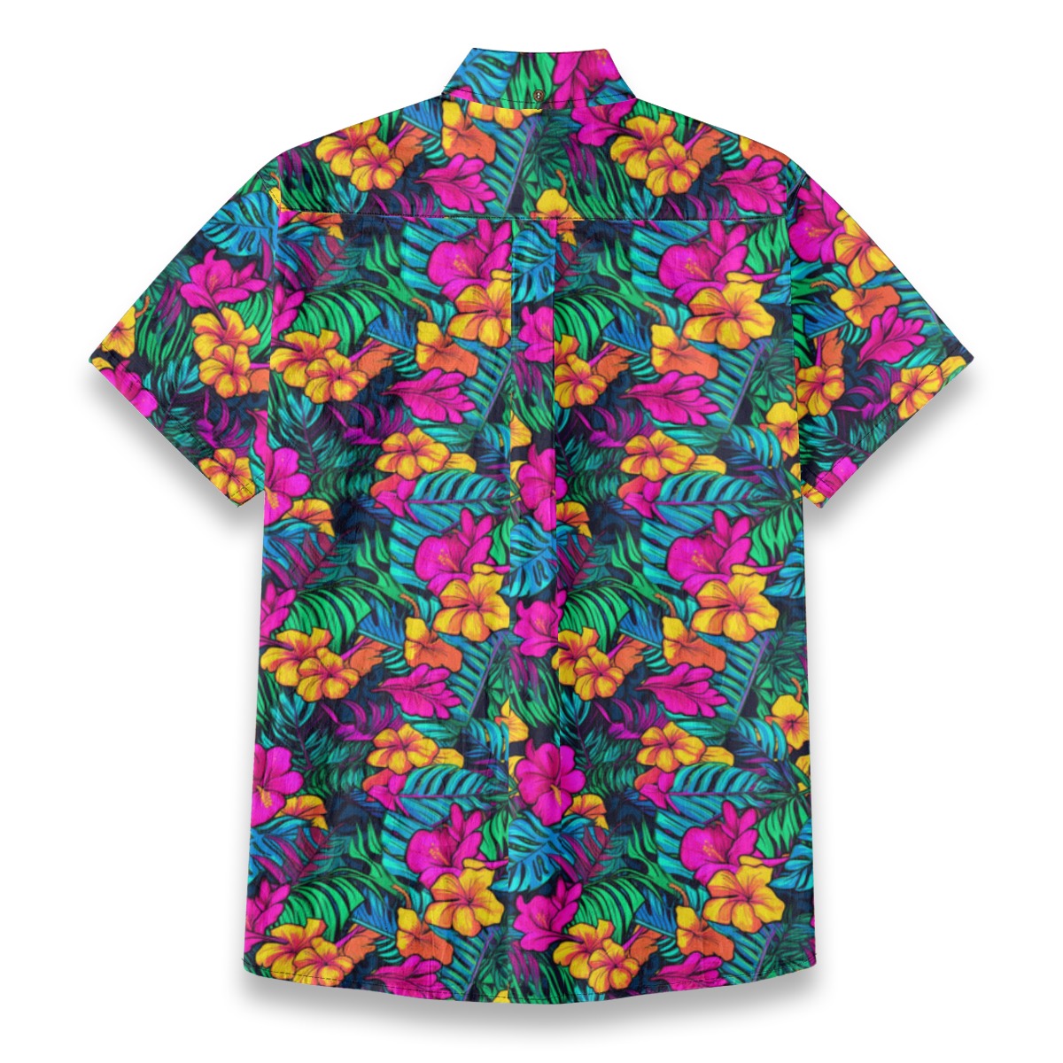 “Island Bloom” Bright Pink & Green Plumeria Tropical Print Hawaiian Shirt