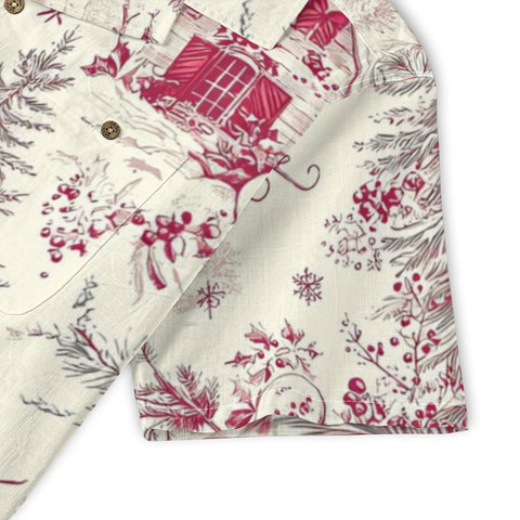 Christmas Cardinal Toile Hawaiian Shirt: