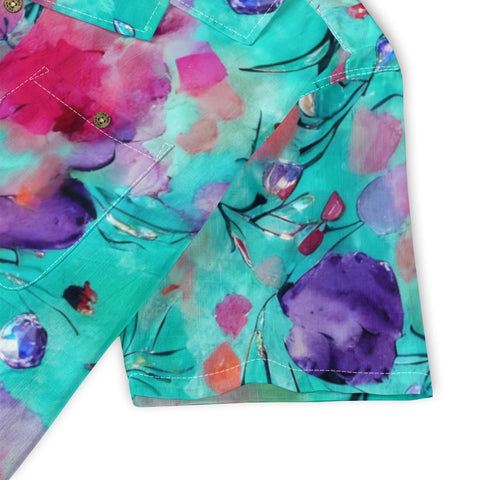 Tropical Watercolor Floral Hawaiian Shirt
