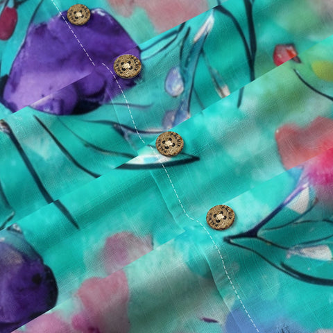 Tropical Watercolor Floral Hawaiian Shirt