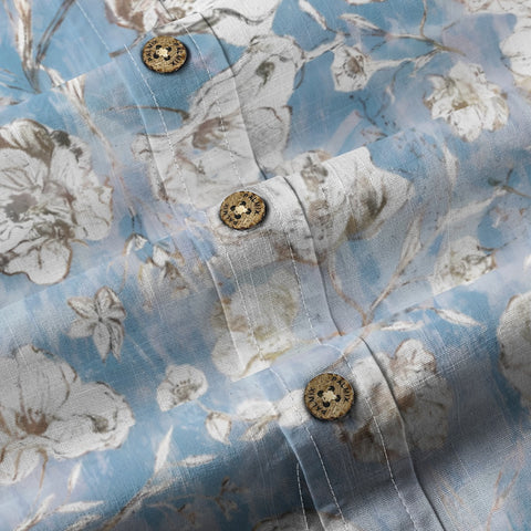 Blues ink flower border