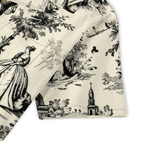 Vintage Toile de Jouy Hawaiian Shirt