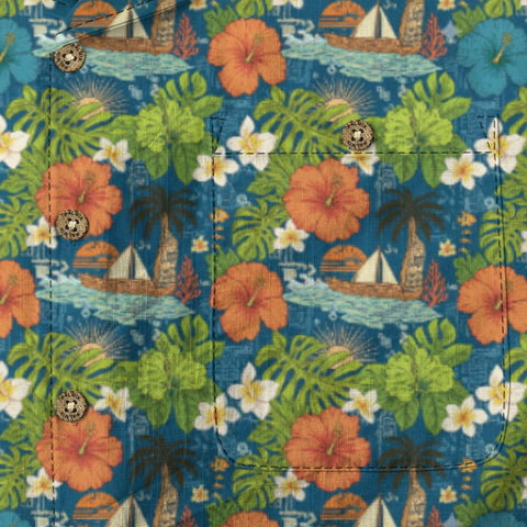 Hibiscus & Sailboat Hawaiian Shirt