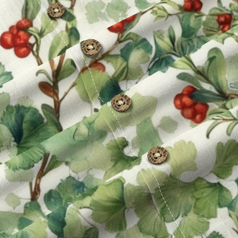 Ginkgo Leaf & Red Berry Hawaiian Shirt