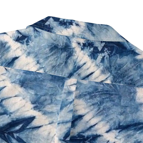 Blue Tie-Dye Hawaiian Shirt