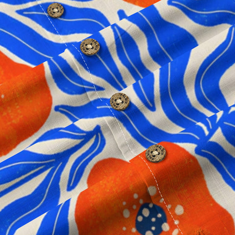 Orange Poppy & Blue Wave Hawaiian Shirt