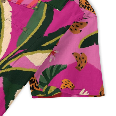Pink Jungle Toucan &amp; Leopard Hawaiian Shirt