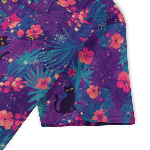 Black Cat Tropical Hawaiian Shirt