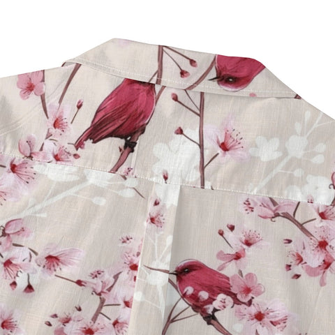 Cherry Blossom & Red Bird Hawaiian Shirt